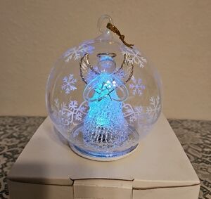 Vintage Soreele LED Lighted Glass Angel with Star Globe